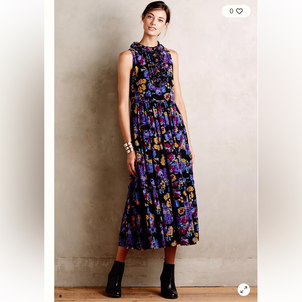 Karan walker Floral raffle Sleeveless tiered cotton maxi Dress size 6